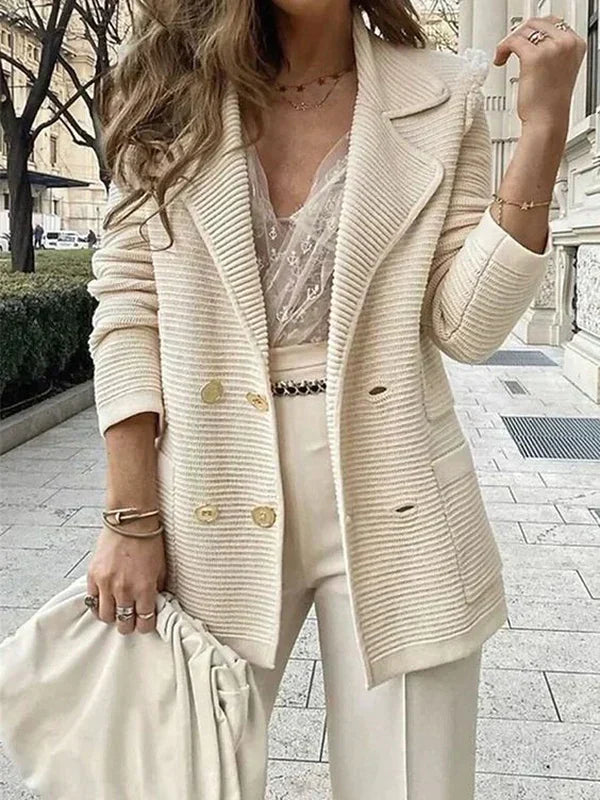 Gilet Blazer Crème En Coton