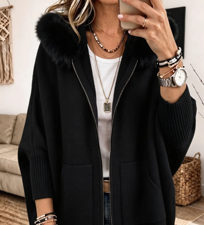 Gilet Cosy à Capuche Fourrure