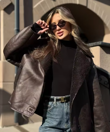 La Veste Cuir Oversize Chic