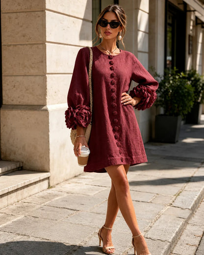 Camille™ | Robe mini à coupe flatteuse avec manches fleuries