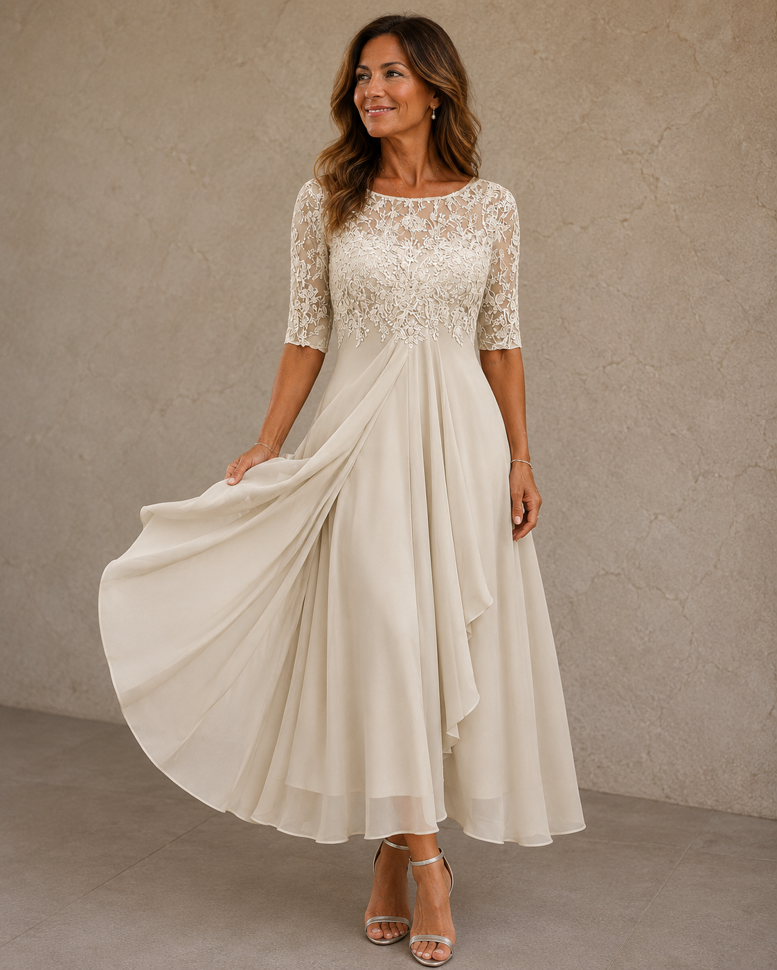 Robe Abella En Dentelle & Mousseline