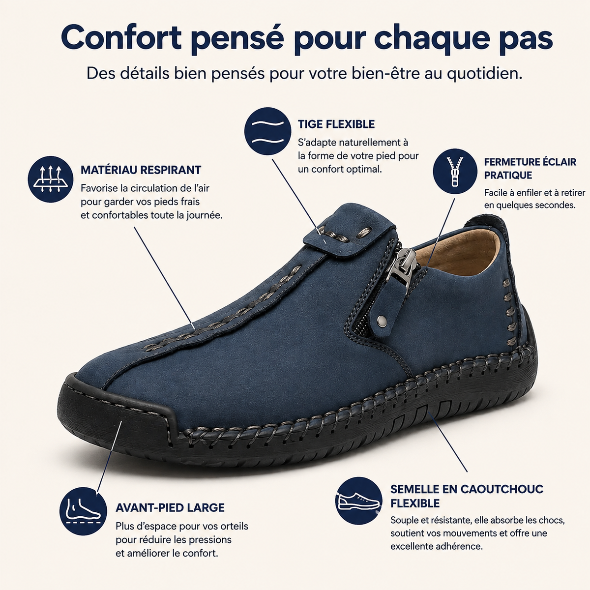 Chaussures Vira Confortables Avec Fermeture Zippée