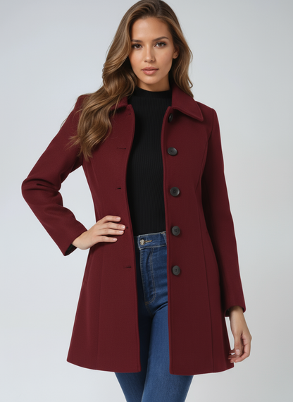 Manteau 3/4 En Laine À Boutonnage Simple