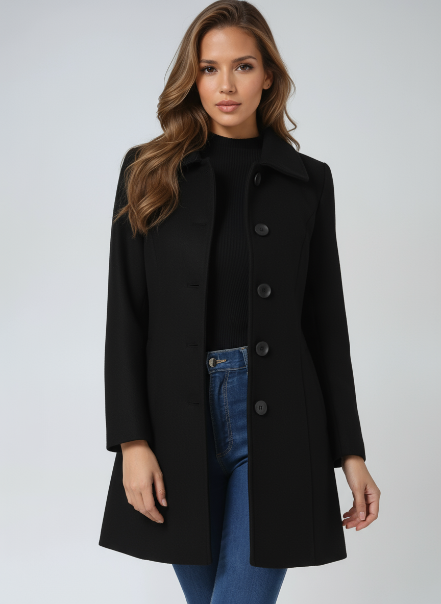 Manteau 3/4 En Laine À Boutonnage Simple