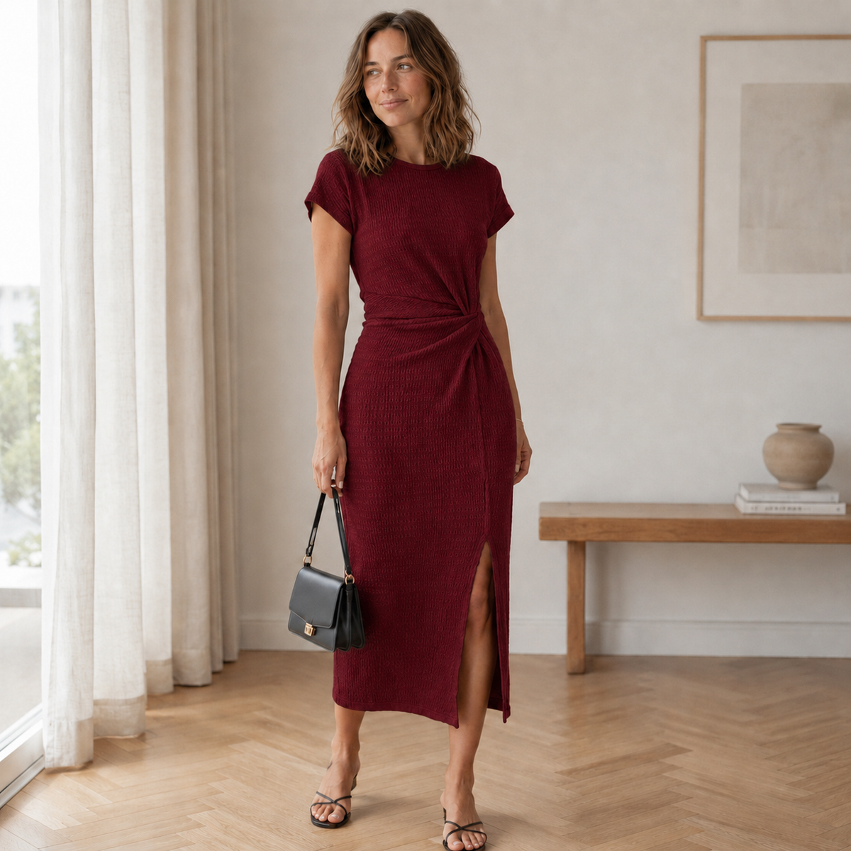Robe Randa Avec Nœud & Fente Sur Le Côté