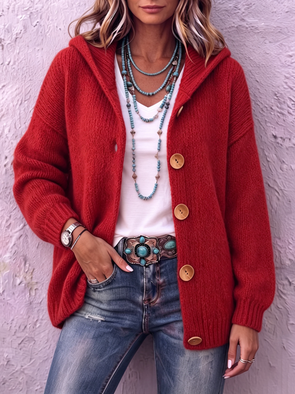 Cardigan Ambre En Maille Avec Capuche
