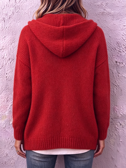 Cardigan Ambre En Maille Avec Capuche