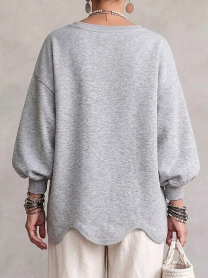 Sweat-shirt Oversize À Ourlet Ondulé