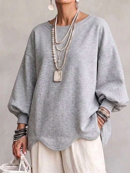 Sweat-shirt Oversize À Ourlet Ondulé