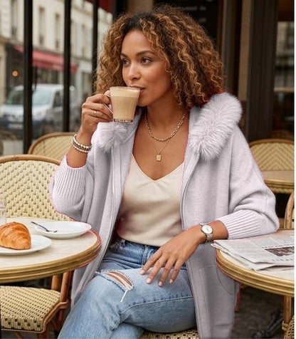 Gilet Cosy à Capuche Fourrure