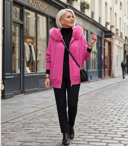 Gilet Cosy à Capuche Fourrure