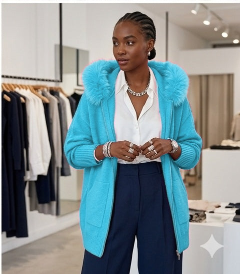 Gilet Cosy à Capuche Fourrure
