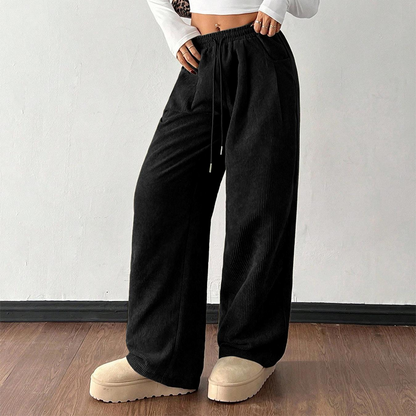 Pantalon Taille Haute En Velours Côtelé