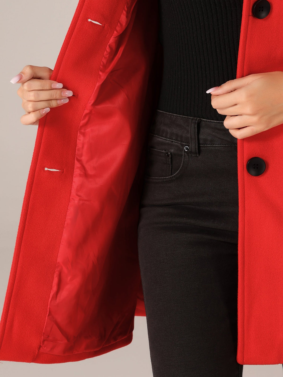 Manteau 3/4 En Laine À Boutonnage Simple